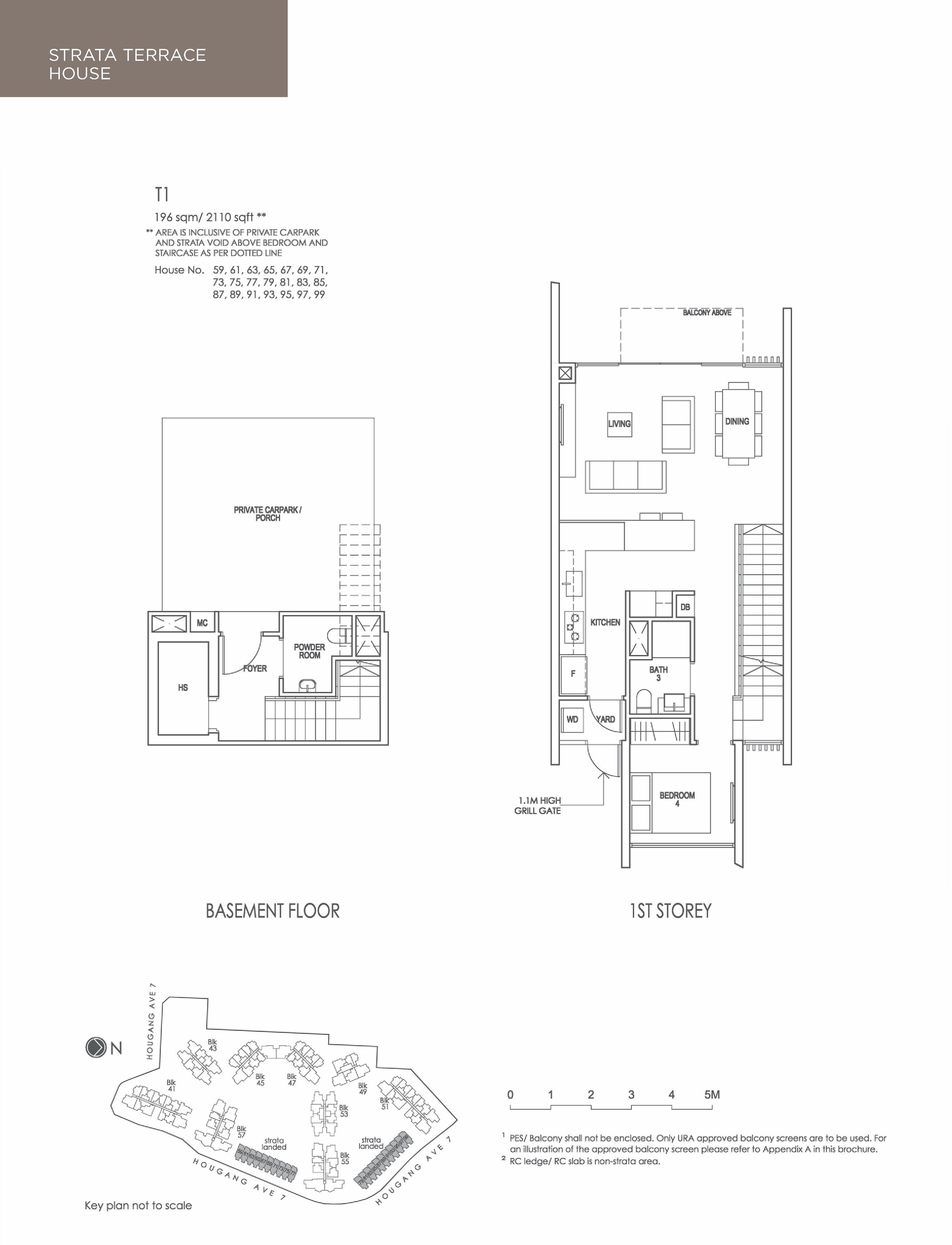Riverfront Residences Strata Landed Basement And 1st Storey Type T1 Floor Plan